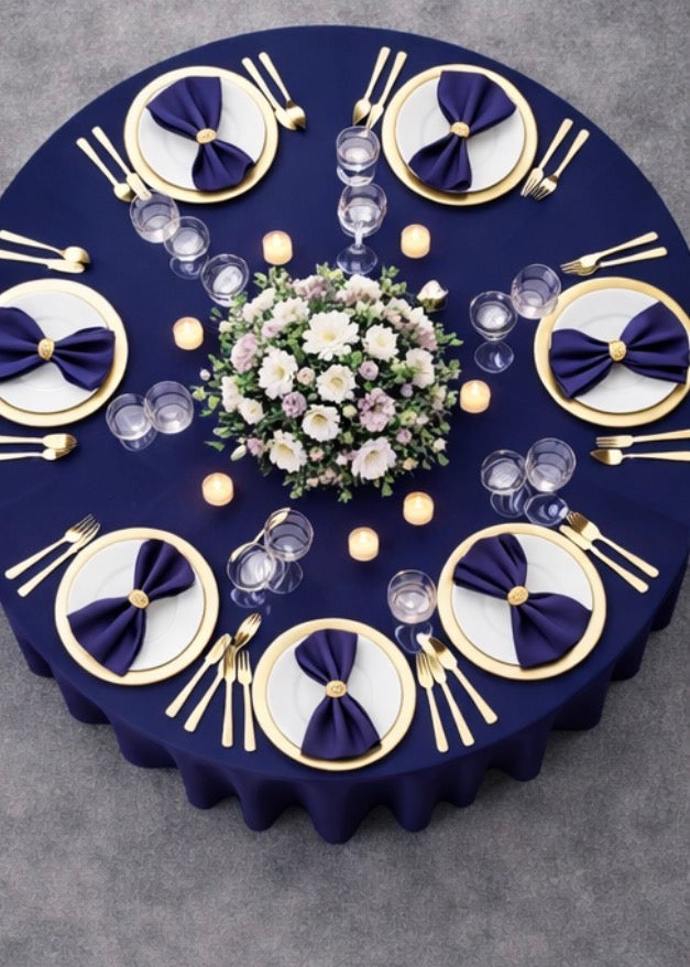 Polyester 120" Round Tablecloth - Navy