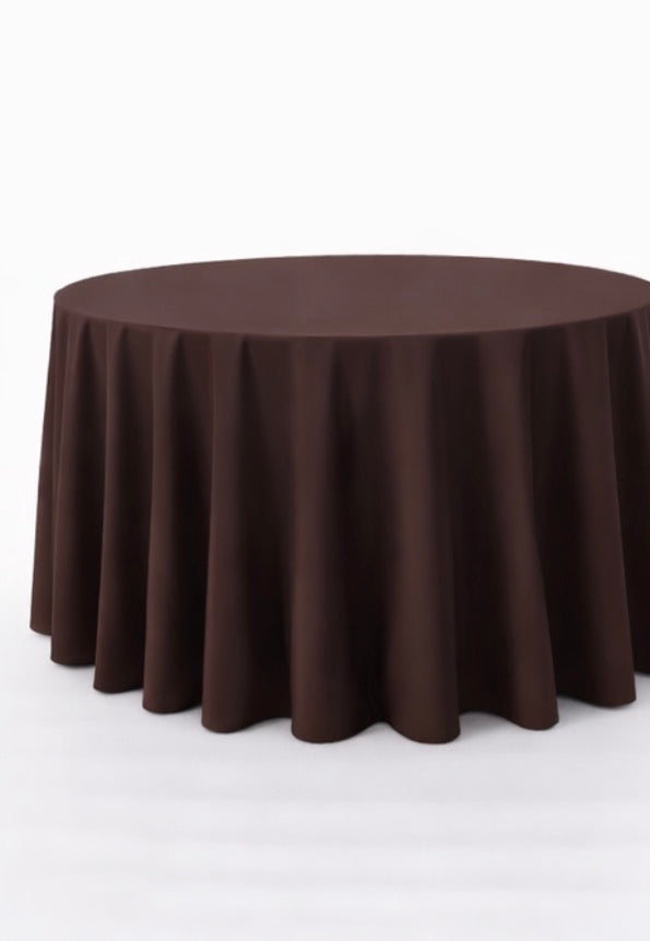Polyester 120" Round Tablecloth - Brown