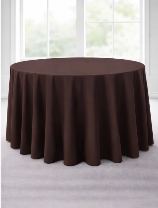 Polyester 120" Round Tablecloth - Brown