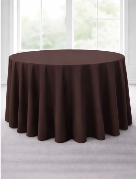Polyester 120" Round Tablecloth - Brown