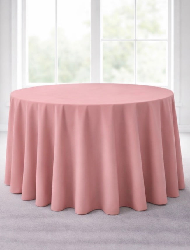 Polyester 120" Round Tablecloth -Rose