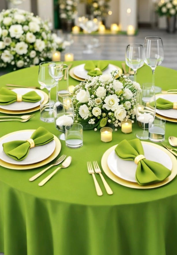 Polyester 120" Round Tablecloth - Lime Green