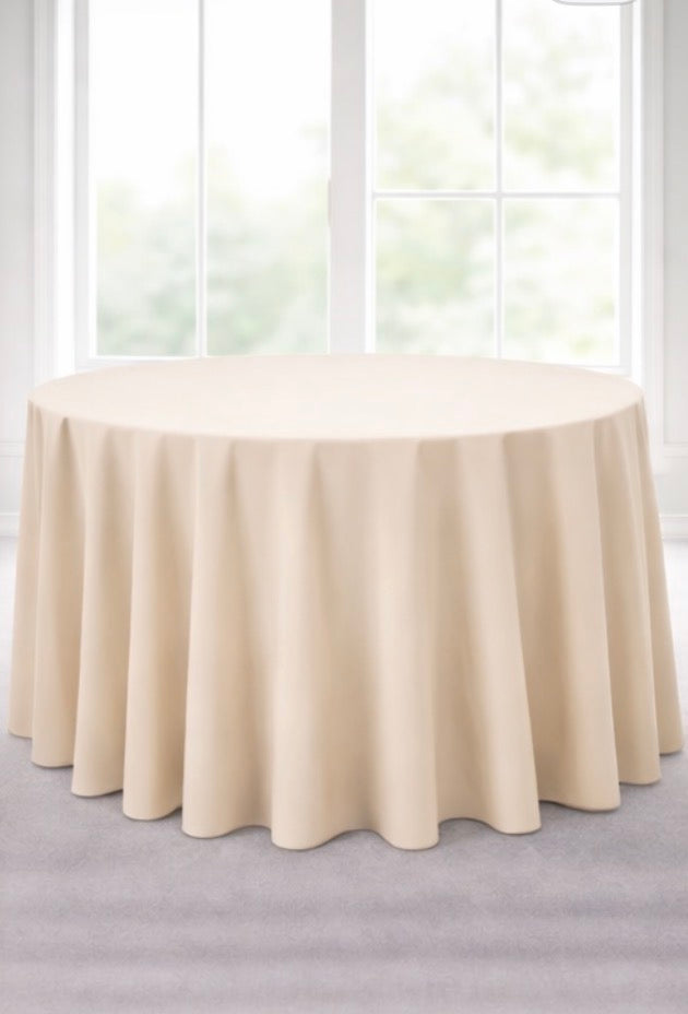 Polyester 120" Round Tablecloth - Nude