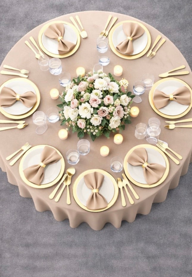 Polyester 120" Round Tablecloth - Nude