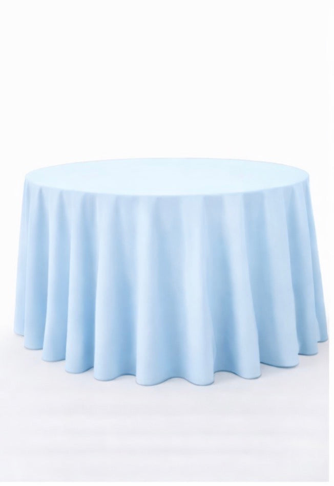 Polyester 120" Round Tablecloth - Baby Blue