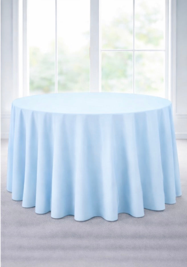 Polyester 120" Round Tablecloth - Baby Blue