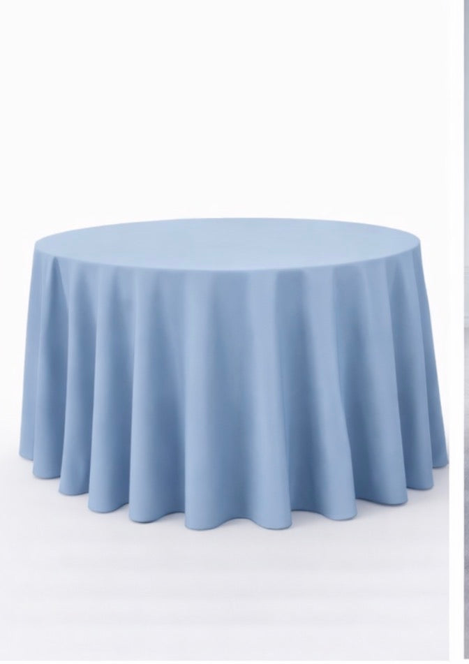 Polyester 120" Round Tablecloth - Dusty Blue