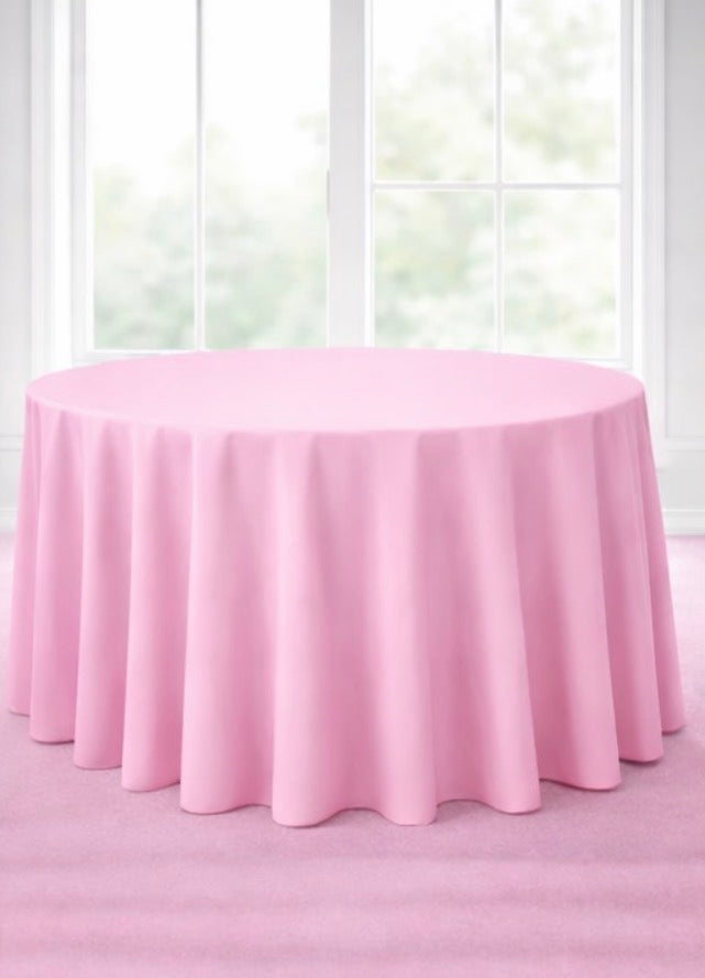 Polyester 120" Round Tablecloth - Pink