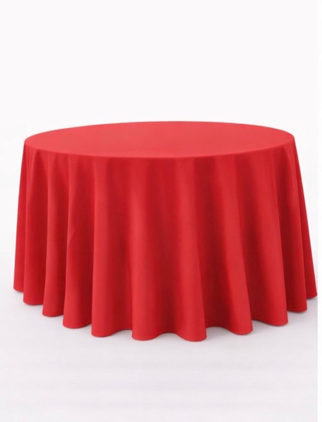 Polyester 120" Round Tablecloth -  Red