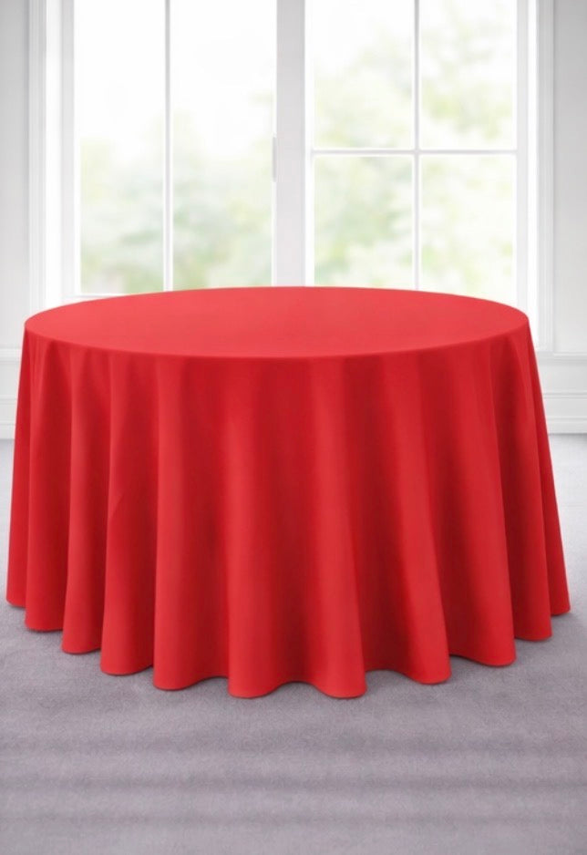 Polyester 120" Round Tablecloth -  Red