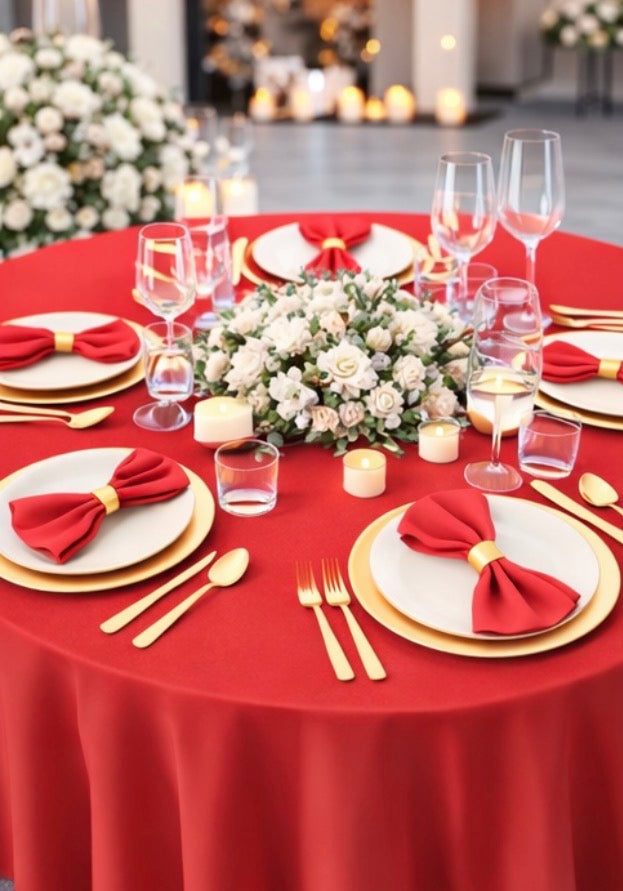 Polyester 120" Round Tablecloth -  Red