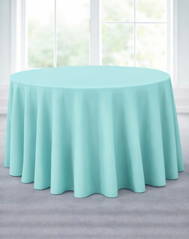 Polyester 120" Round Tablecloth - Robin Egg Blue