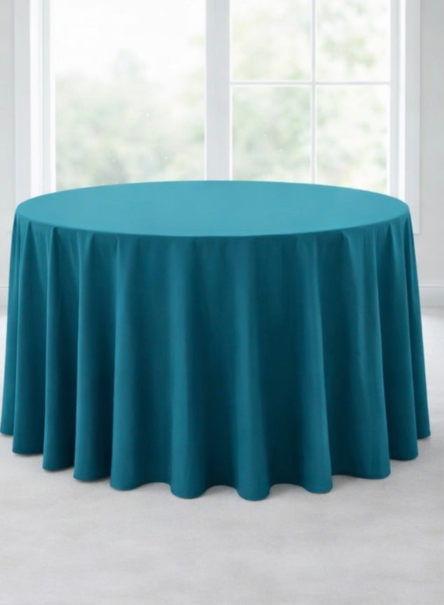 Polyester 120" Round Tablecloth -Teal
