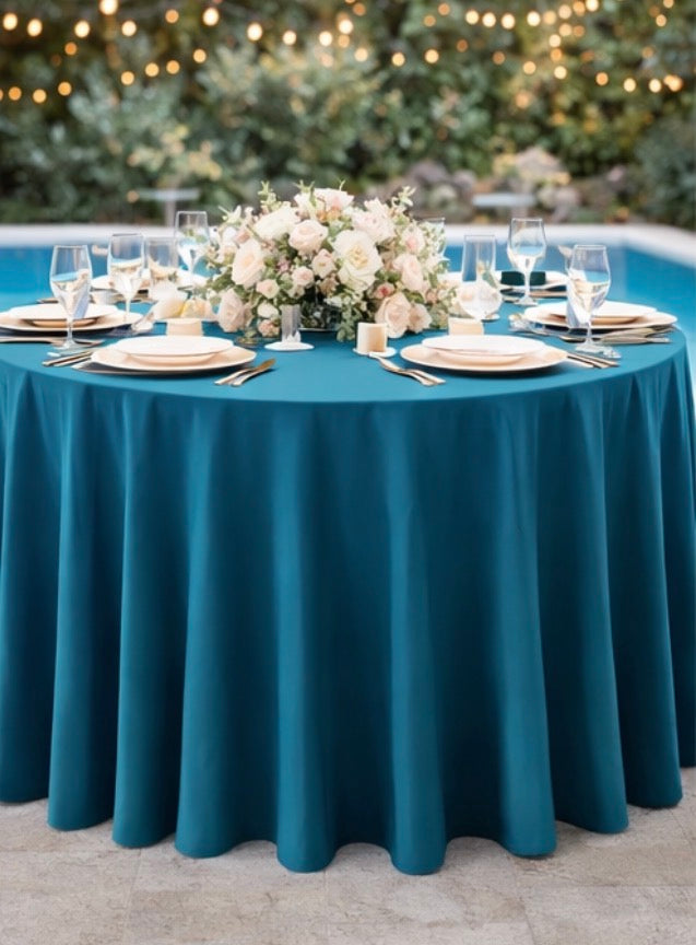 Polyester 120" Round Tablecloth -Teal