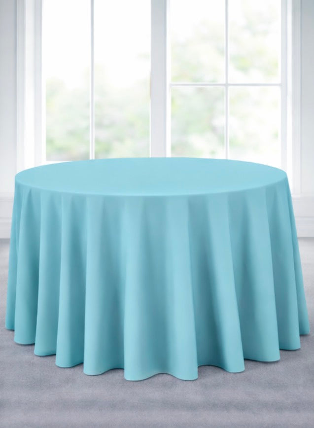 Polyester 120" Round Tablecloth - Aqua