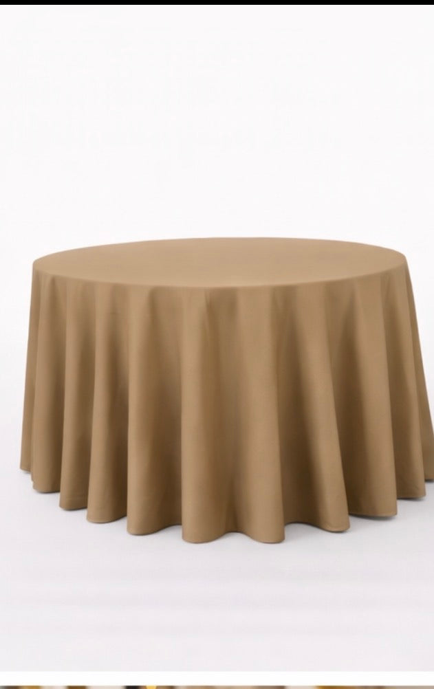 Polyester 120" Round Tablecloth -Light Brown