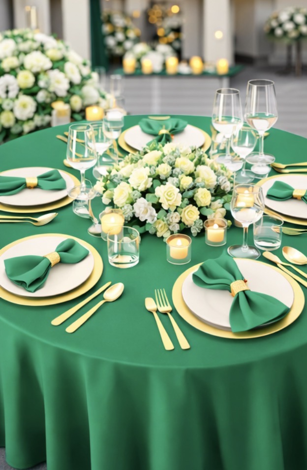 Polyester 120" Round Tablecloth - Emerald Green