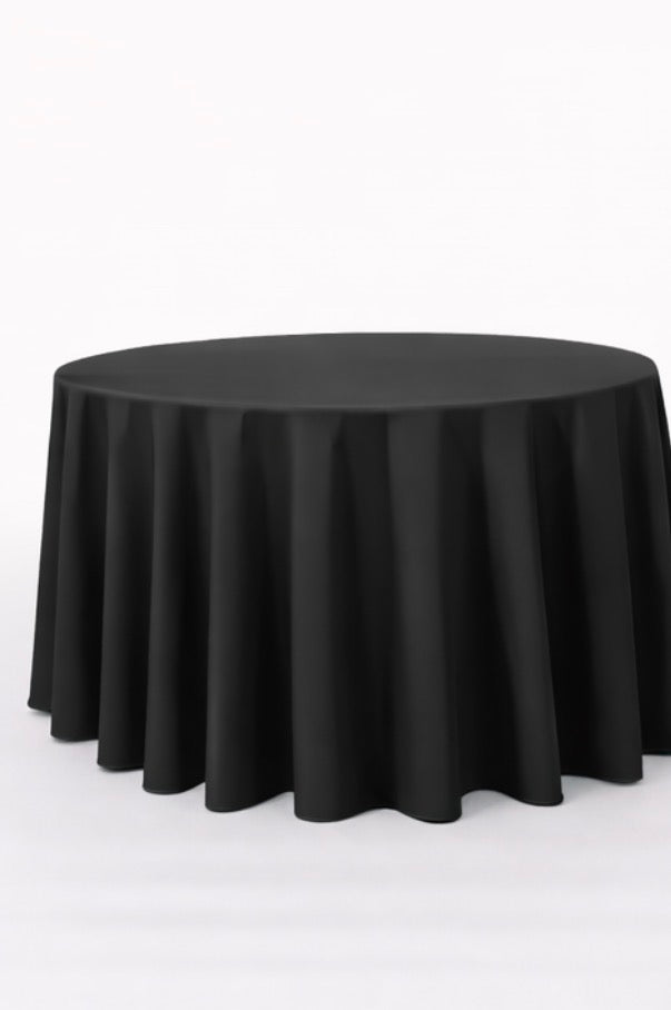 Polyester 120" Round Tablecloth - Black