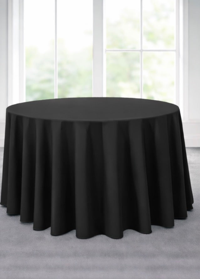 Polyester 120" Round Tablecloth - Black