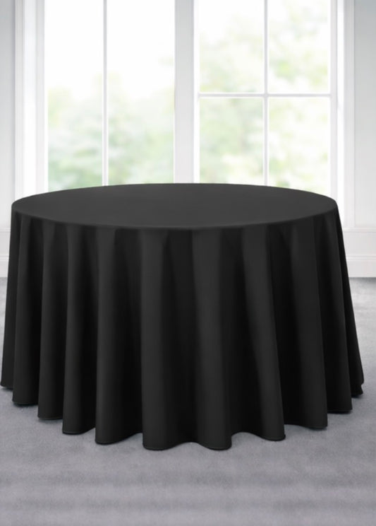 Polyester 120" Round Tablecloth - Black
