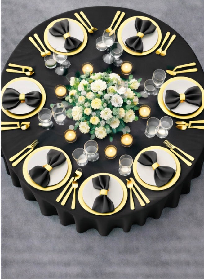 Polyester 120" Round Tablecloth - Black