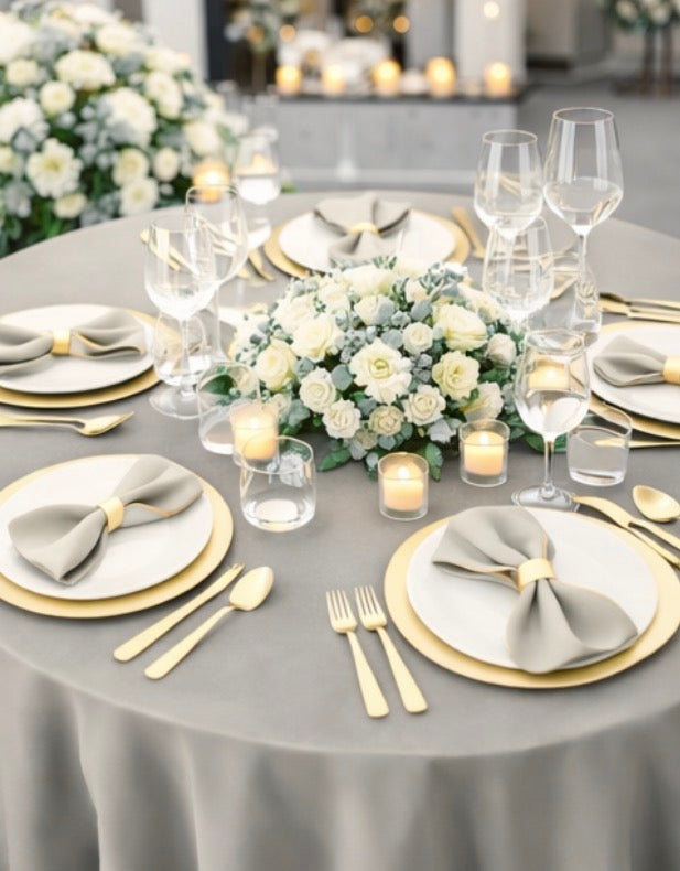 Polyester 120" Round Tablecloth - Grey