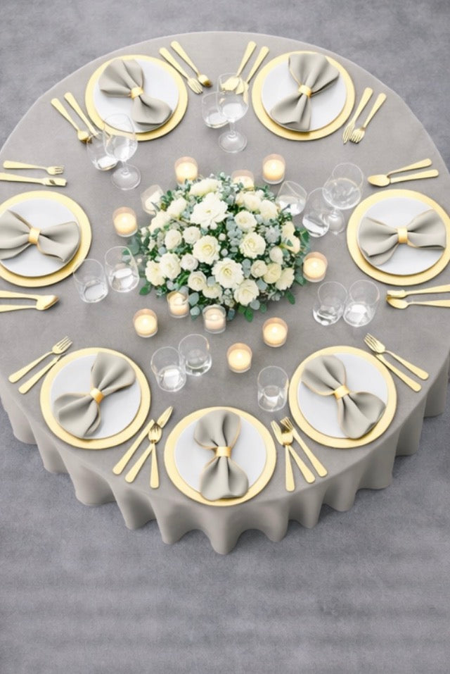 Polyester 120" Round Tablecloth - Grey