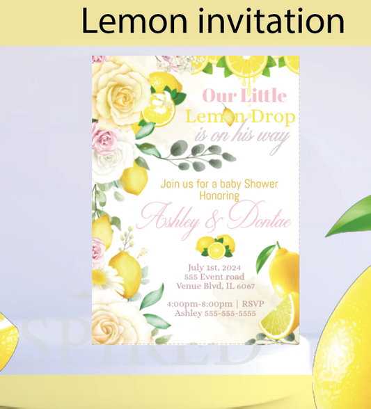 lemon Invitation- Pink invitation