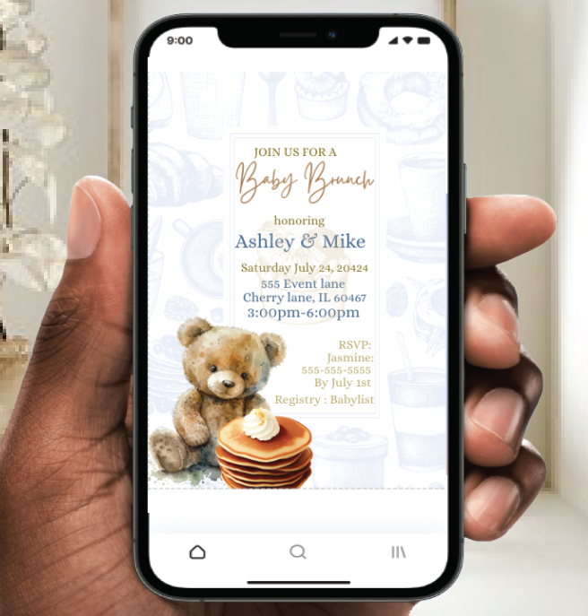 Baby brunch invitation -blue- INSTANT DOWNLOAD