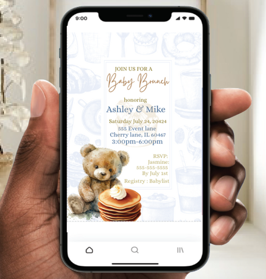 Baby brunch invitation -blue- INSTANT DOWNLOAD