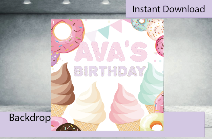 Dessert Backdrop- Digital file- Instant download - Editable