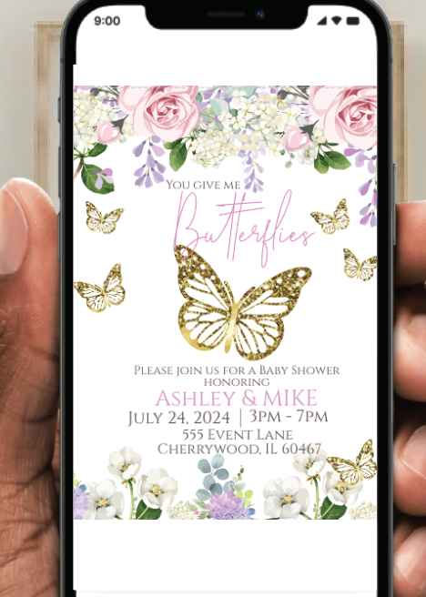 Butterfly- - White-  Invitation- - INSTANT DOWNLOAD