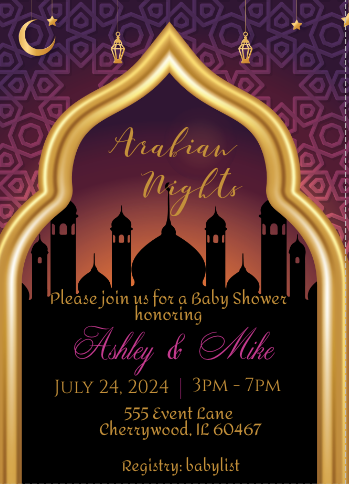 Arabian Nights/moroccan-   Invitation- - INSTANT DOWNLOAD