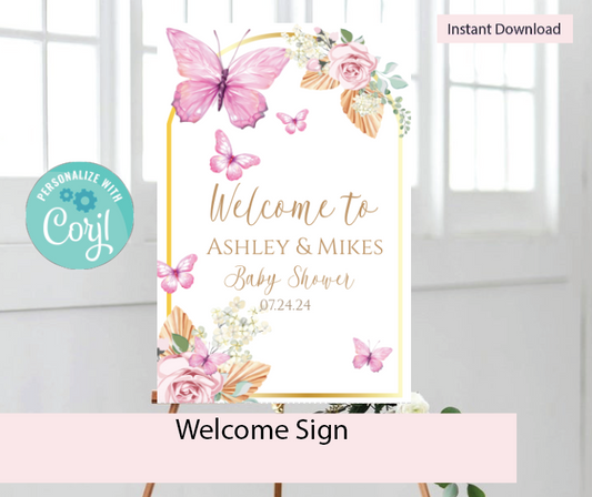Butterfly -Boho-  Welcome sign- - INSTANT DOWNLOAD
