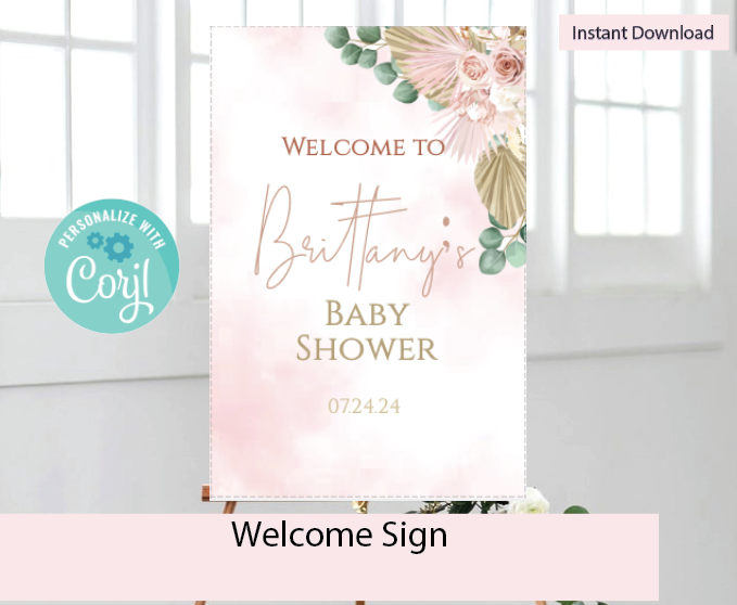 Boho welcome sign-  Pink -- - INSTANT DOWNLOAD