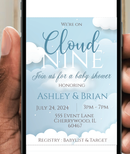 Cloud nine- Invitation - blue  - INSTANT DOWNLOAD