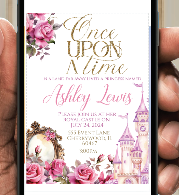 Once a upon of time - Invitation - white  - INSTANT DOWNLOAD