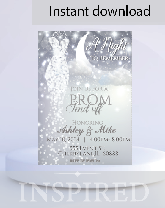 Prom - Invitation - white  - INSTANT DOWNLOAD