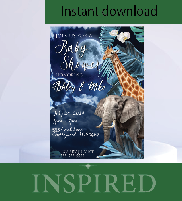 Night in Safari Invitation  - Digital Download - Instant download