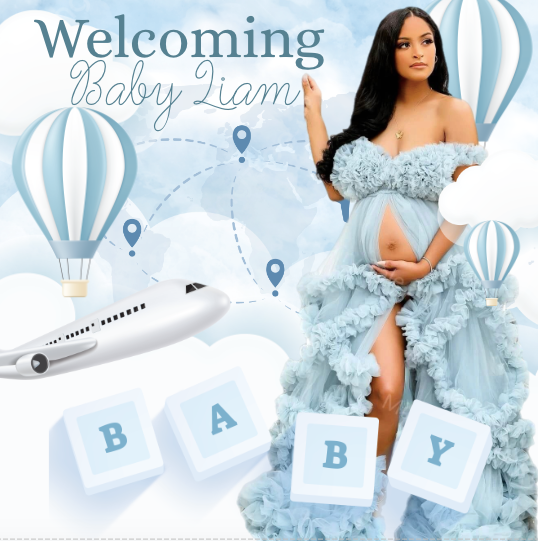 Up up and away,Hot air balloon Backdrop- blue - INSTANT DOWNLOAD (Copy)